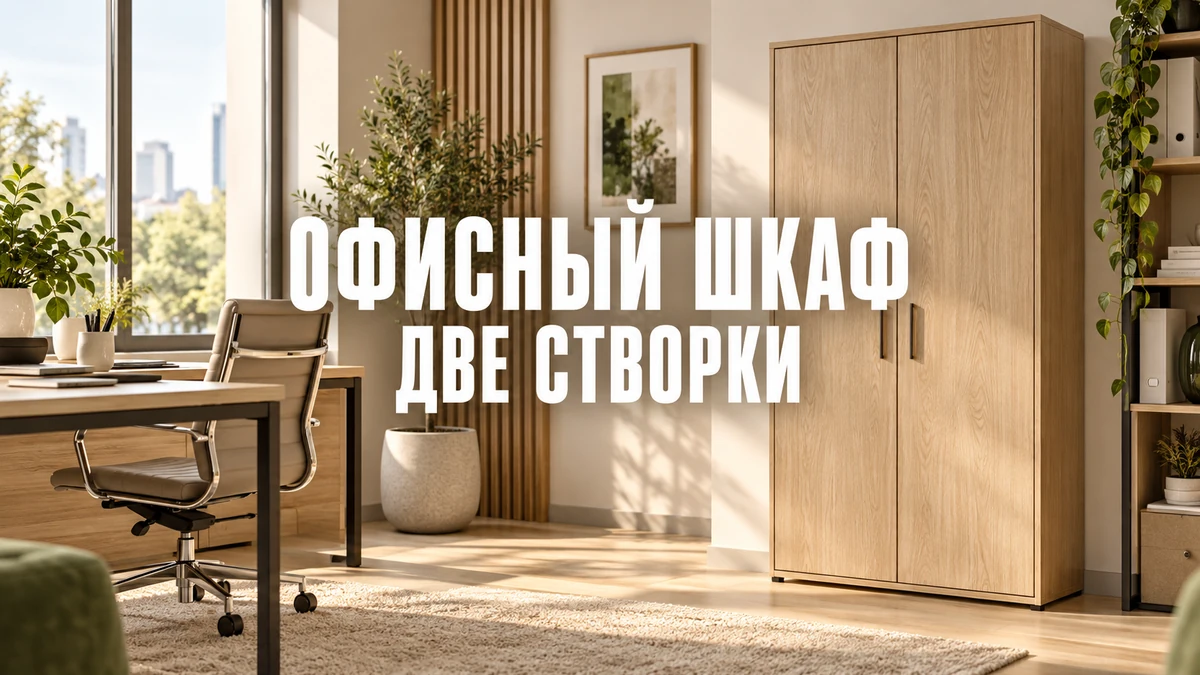 Двухстворчатый офисный шкаф и свободная зона перед ним